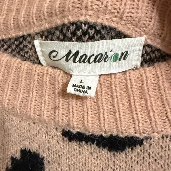 MACARON Blush Pink Leopard Print Oversized Sweater - Picture 7 of 8